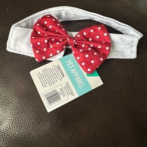 Red Polka Dot Bow Tie on collar for dogs adjustable velcro new